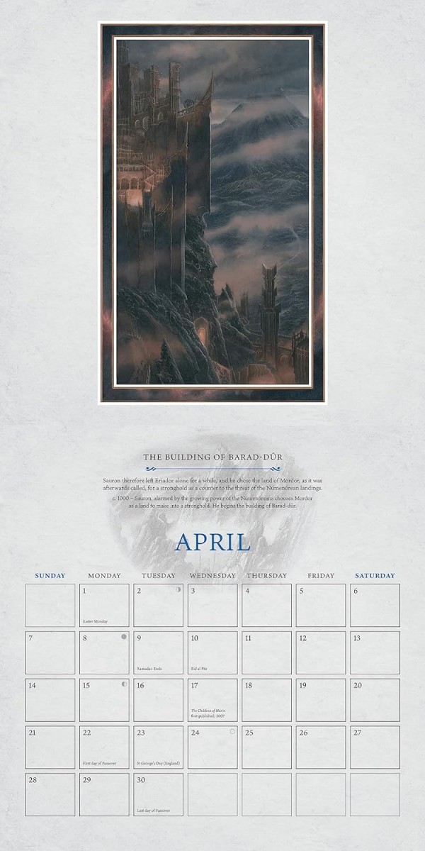 Tolkien Calendar 2024 The Fall of NuMenor Harper Collins UK