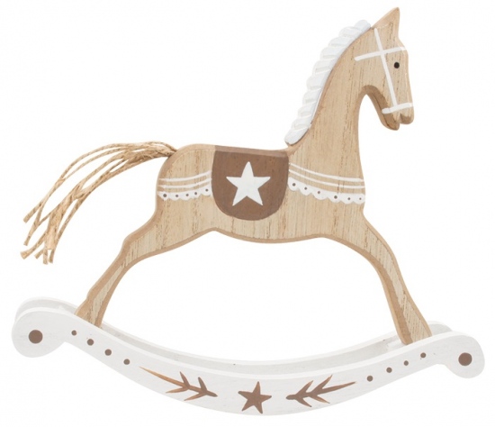 Kůň houpací dřevěný 19 x 17 cm, bílý Anděl Přerov s.r.o.