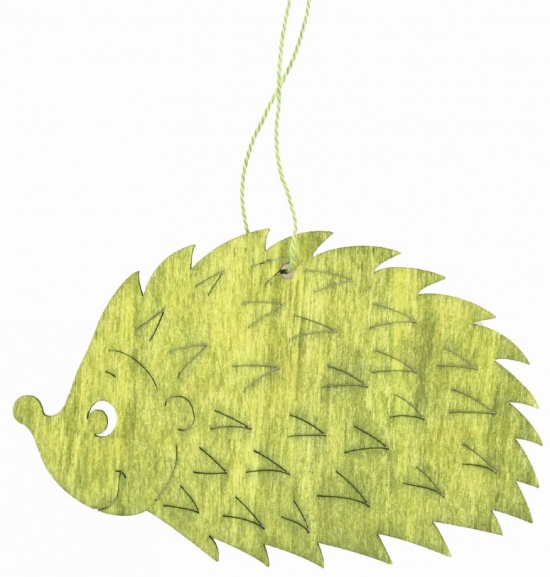 Dřevěný ježek na zavěšení zelený 12 cm 