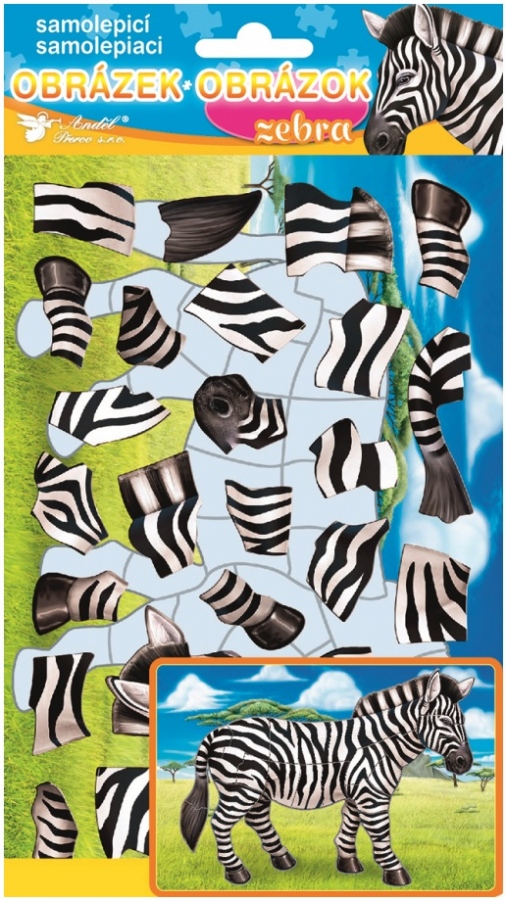 Samolepicí skládačka zebra 14 x 25 cm