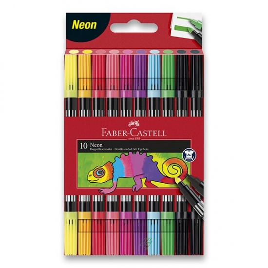 Oboustranné dětské fixy Faber-Castell Neon 10 barev Faber-Castell