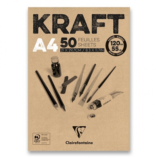 Blok Clairefontaine Brown Kraft A4, 50 listů, 120 g