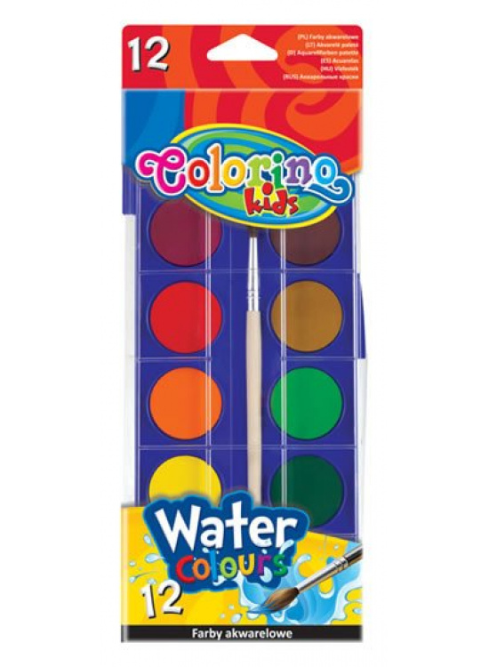 Vodové barvy se štětcem 12 barev