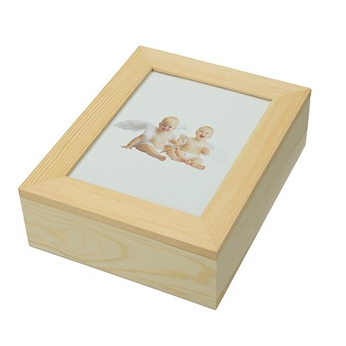 Dřevěná krabička s rámečkem na fotku - 24 x 19 x 7,6 cm Aladine