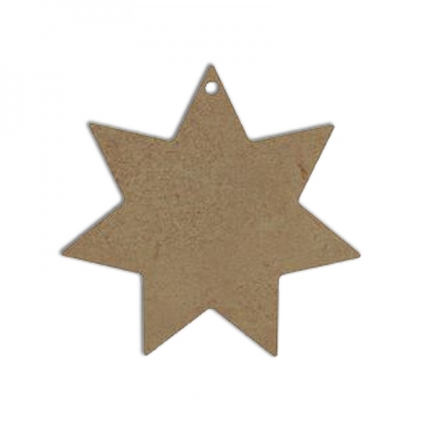 Dřevěný výřez k dekoraci Gomille závěsný, 10 x 10 cm – hvězda sedmicípá