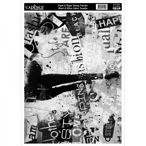Transferový obrázek na textil, 21x30 cm, monochrom - fashion collage