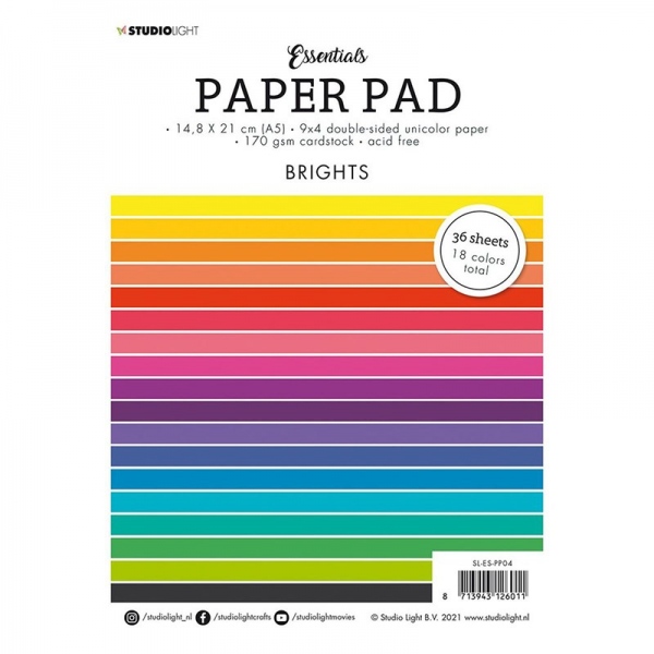 * Blok barevných papírů Studio Light, A5 (36 listů) – zářivé barvy