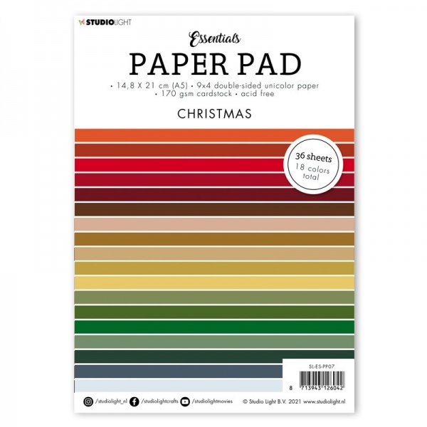 * Blok barevných papírů Studio Light, A5 (36 listů) – sváteční barvy