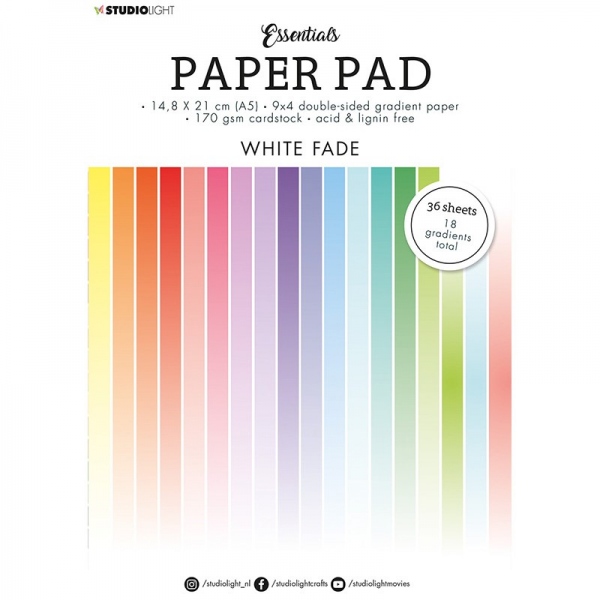 Blok barevných papírů Studio Light, A5 (36 listů) – barevné přechody do bílé