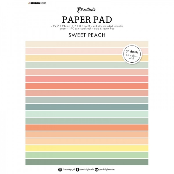 Blok barevných papírů Studio Light, A4 (36 listů) – odstíny růžové a žluté