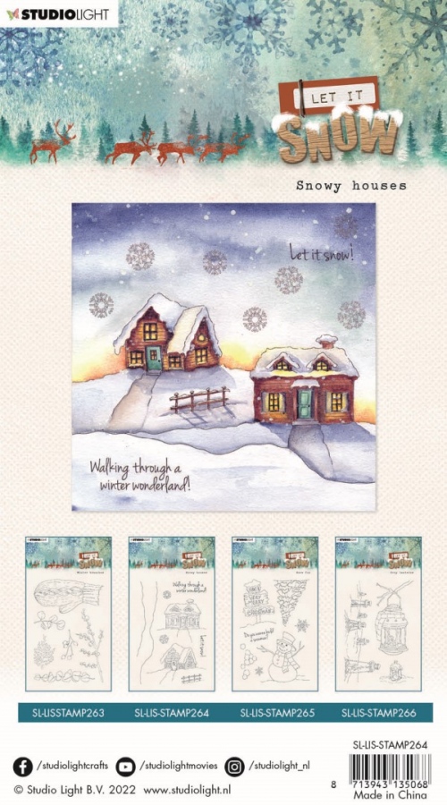 Gelová razítka Studio Light Let it Snow, A6 (8 ks) – zasněžené domečky