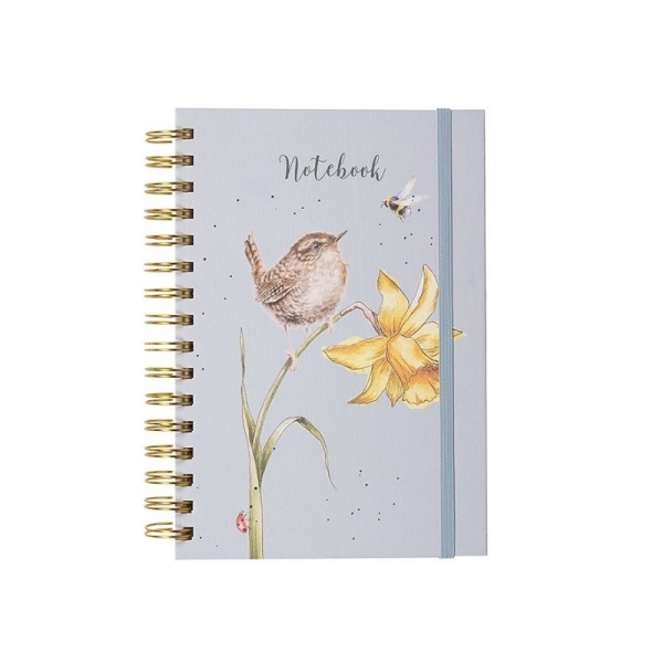 Kroužkový zápisník A5 Wrendale Designs – ptáček na květině