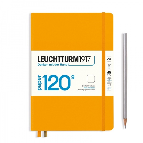Zápisník Leuchtturm, A5, 120 g/m2, prázdný (203 listů) – oranžový