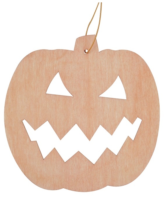 Dýně Halloween dřevěná na zavěšení 12 cm