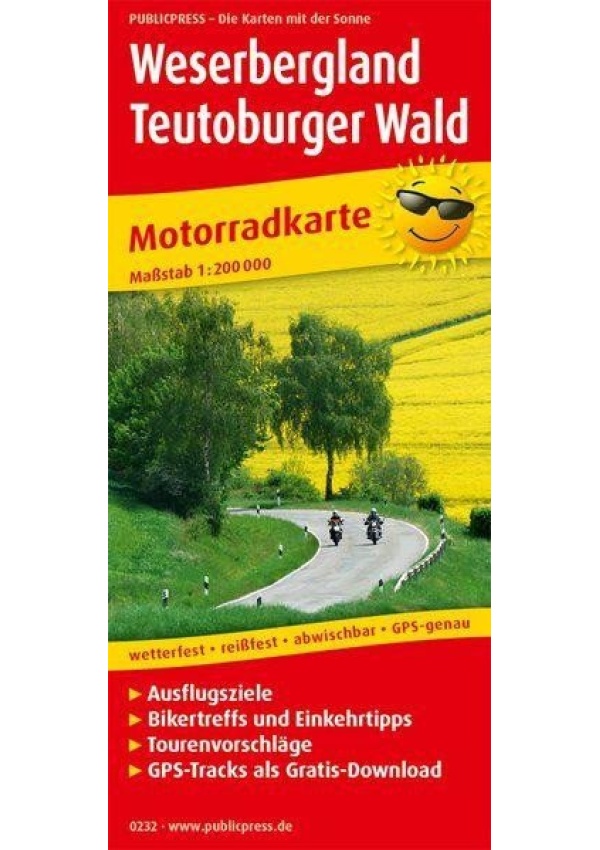Weserbergland-Teutoburský les 1:200 000 / motocyklová mapa