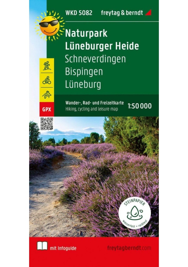 Přírodní park Lüneburské vřesoviště 1:50 000, s informačním průvodcem / turistická a cykloturistická mapa