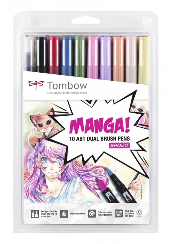 Tombow Oboustranný štětcový fix ABT - Manga Shojo 10 ks