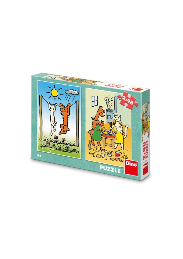 Puzzle Pejsek a kočička 2x48 dílků