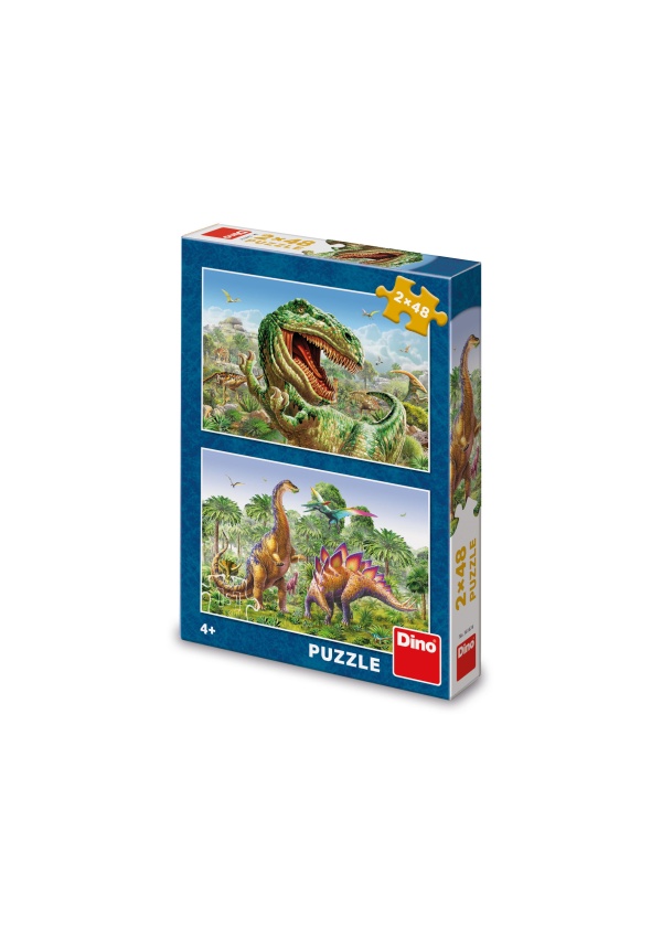 Puzzle Souboj dinosaurů 2x48 dílků