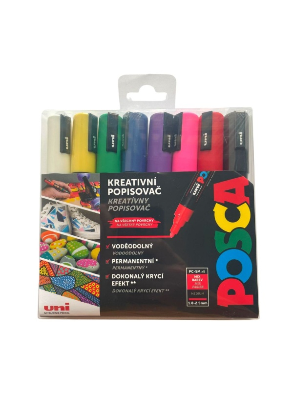 POSCA akrylový popisovač PC-5M Sada základních barev 8 ks