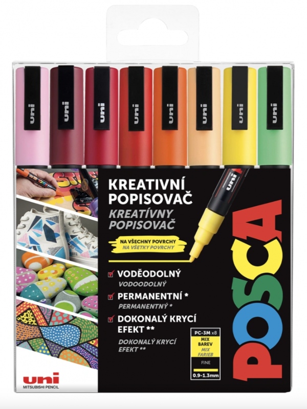 POSCA akrylový popisovač PC-3M 8 ks - Summer