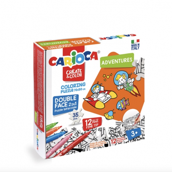 Carioca - Omalovánkové Puzzle s motivem vesmíru + 12 barevných fix