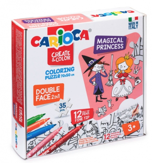 Carioca Vybarvovací puzzle s motivem princezen + 12 fix