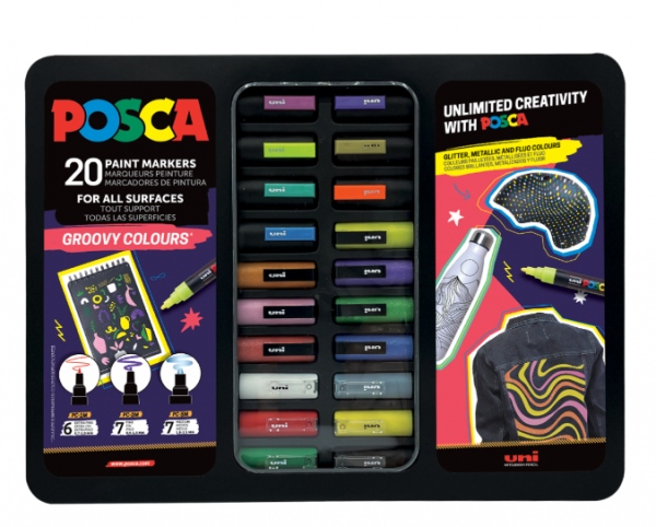 Posca sada popisovačů PC-1M/PC-3M/PC-5M, GROOVY mix barev (20 ks)