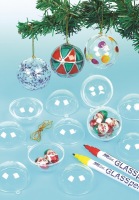 Transparentní vánoční koule k zavěšení (12 ks) EX2323