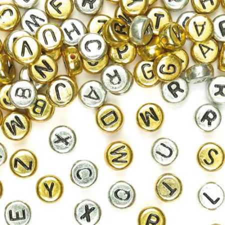 Zlaté a stříbrné korálky abeceda (400 korálků)
