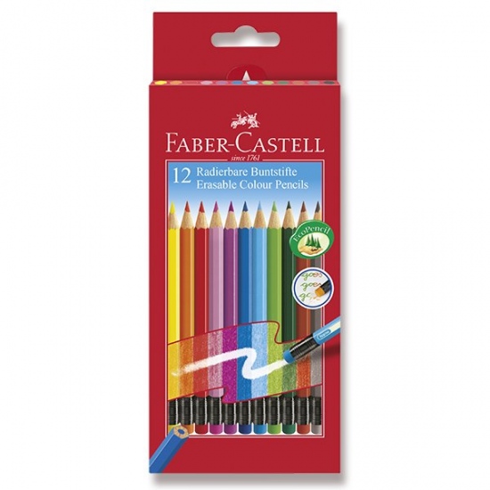 Pastelky Faber Castell šestihranná s barevnou pryží 12ks