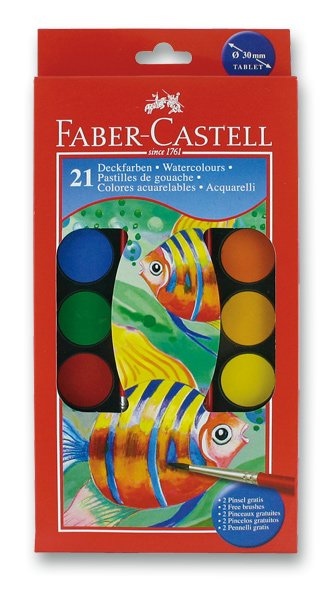 Vodové barvy Faber Castell velké 30 mm 21barev