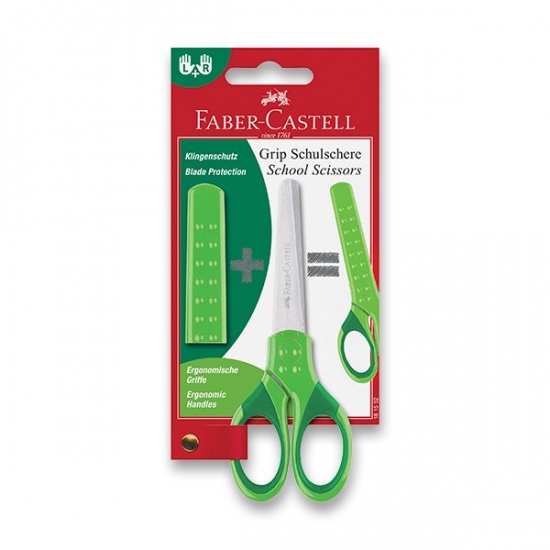 Školní nůžky Faber Castell Grip Blistr 1ks zelené