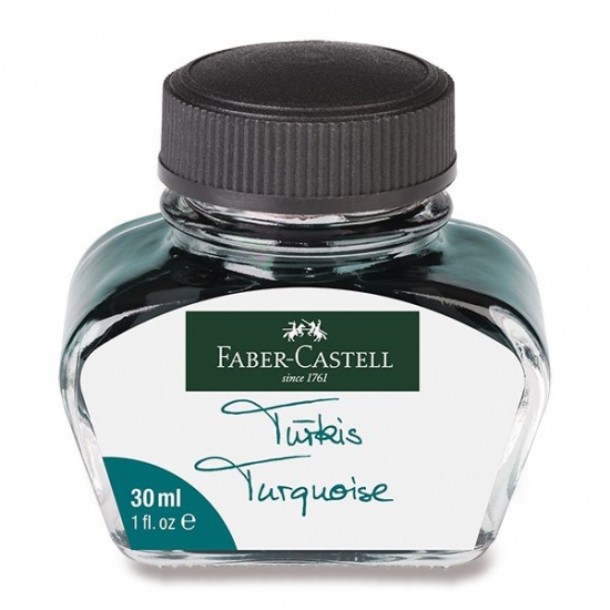 Inkoust Faber Castell ve skleněné lahvičce 30ml tyrkysová