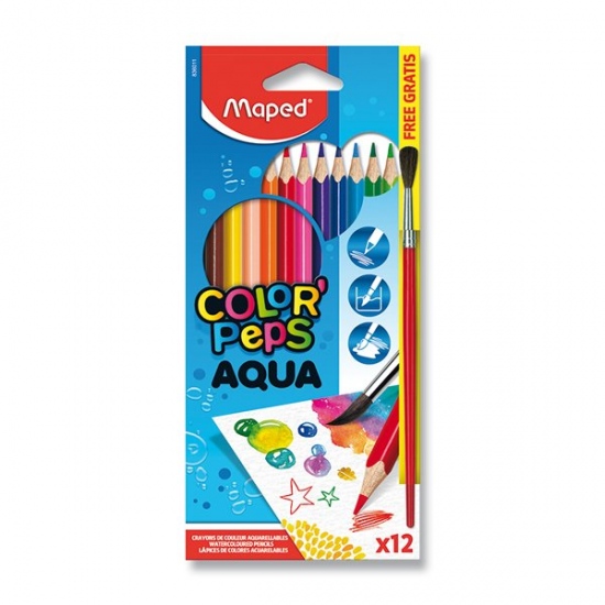 Pastelky Color Peps Aqua 12 barev + štětec
