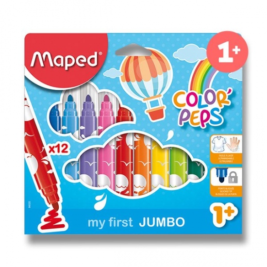 Dětské fixy ColorPeps Jumbo 12 barev ( 1+)