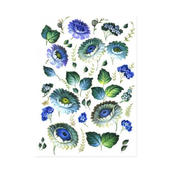 Rýžový papír Cadence A3 - Modré květiny