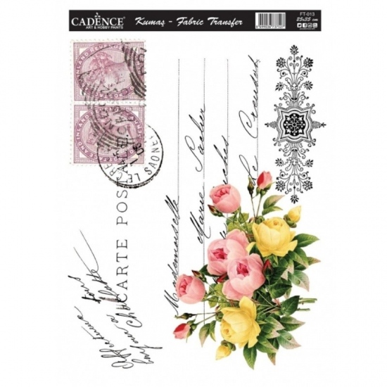 Nažehlovací nálepka 25x35cm - pohlednice s květinami