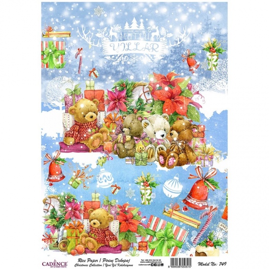 Rýžový papír Cadence A4 - Vánoční kolekce medvídci