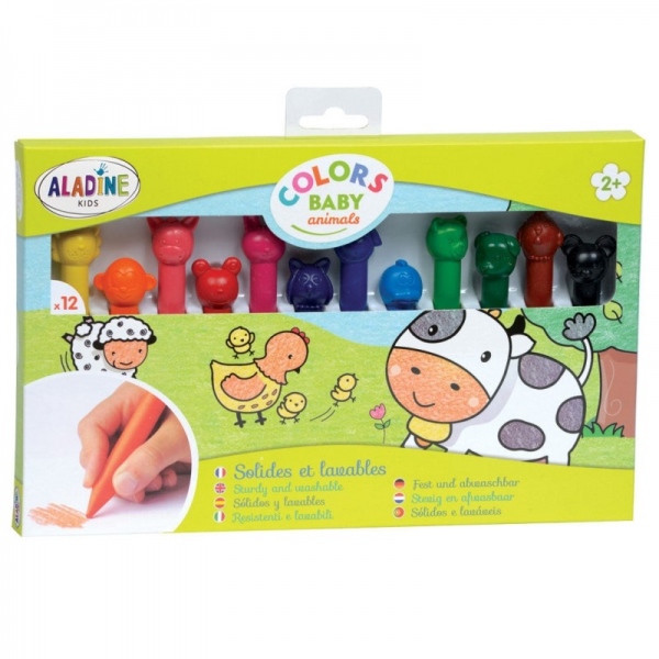 Voskovky se zvířátky Aladine Colors Baby Animals 12 ks