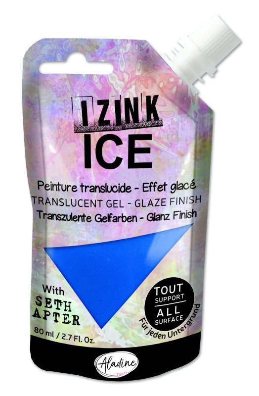 Poloprůhledná barva Izink Ice 80 ml - azurová modrá