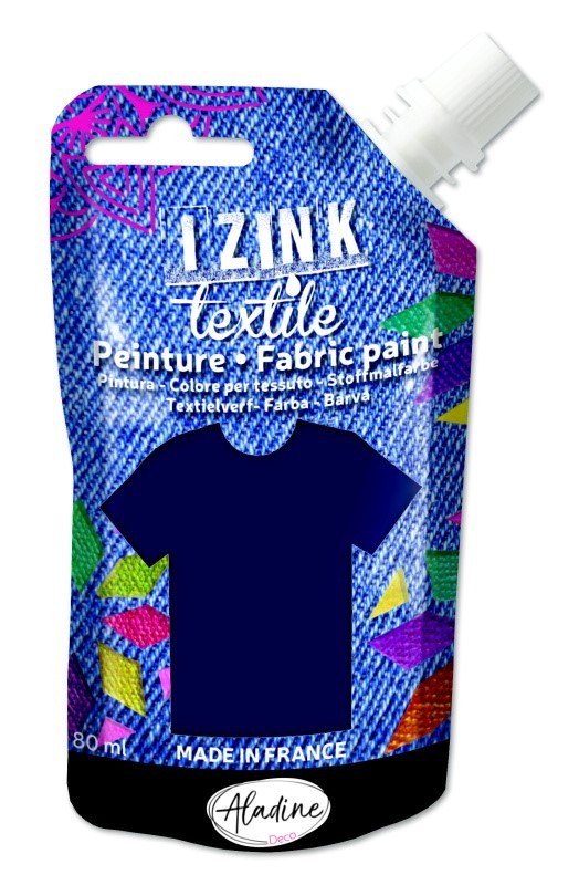 Textilní barva Aladine Izink Textile 80 ml - bleu nuit tm. modrá