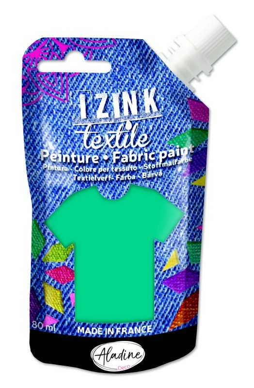 Textilní barva Aladine Izink Textile 80 ml - tm. bleu vert tyrkysová