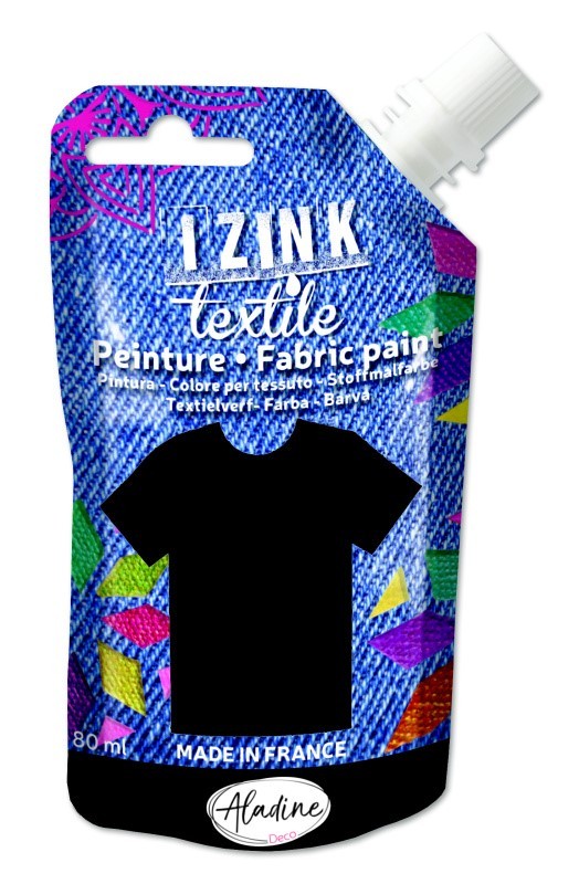 Textilní barva Aladine Izink Textile 80 ml - noir černá