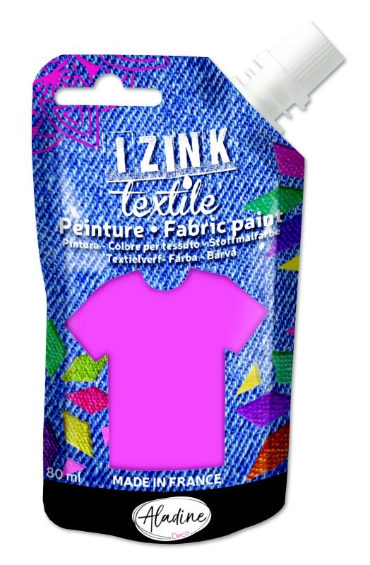 Textilní barva Aladine Izink Textile 80 ml - rose fluo neonová Růžová