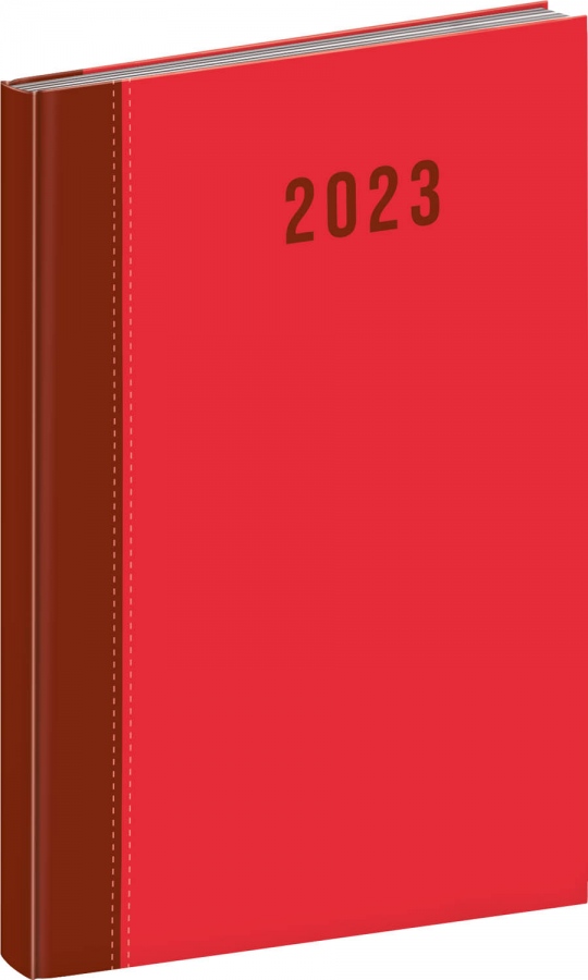Týdenní diář Cambio 2023, červený, 15 × 21 cm