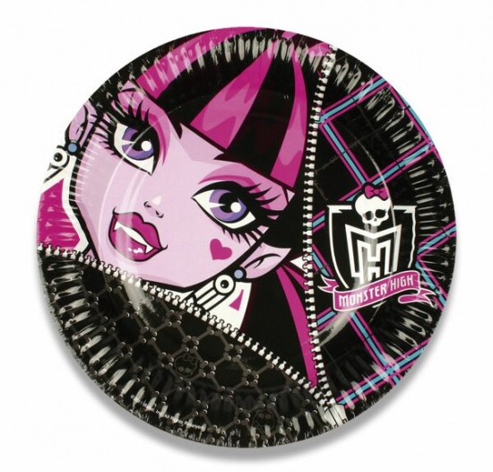 Papírové talířky Monster High průměr 23 cm, 8 ks