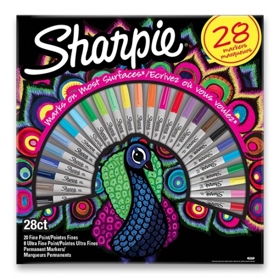 Permanentní popisovač Sharpie Fine + Ultra Fine Peacock sada 28 barev