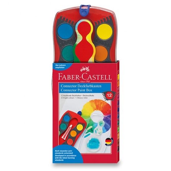 Vodové barvy Faber-Castell Connector 12 barev, průměr 30 mm Faber-Castell