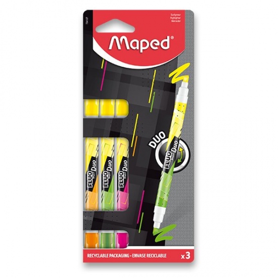 Zvýrazňovač Maped Fluo Peps Duo Neon sada, 3 ks